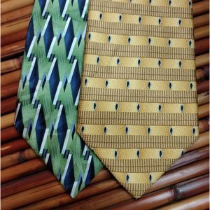 EUC Bundle of 2 CARLOS DeVENEZIA Geometric Abstract 100% Silk Men's Neck Ties
